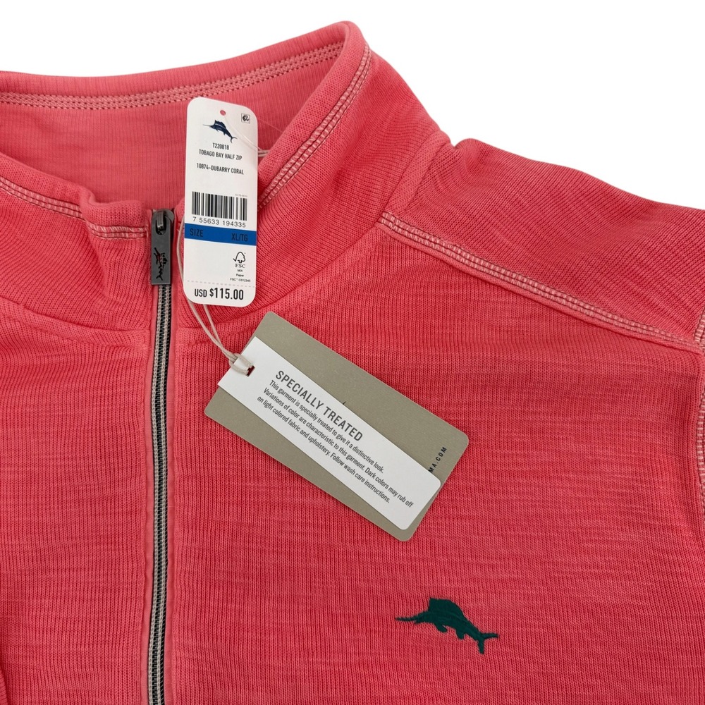 Tommy Bahama Tobago Bay Half Zip Pullover Dubarry Coral Mens XL T220818 NEW - Picture 4 of 11